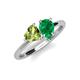 4 - Sasha Heart Shape Peridot & Pear Shape Lab Created Emerald 2 Stone Duo Ring 