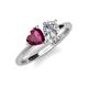 4 - Sasha GIA Certified Pear Shape Diamond & Heart Shape Rhodolite Garnet 2 Stone Duo Ring 