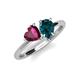 4 - Sasha Heart Shape Rhodolite Garnet & Pear Shape London Blue Topaz 2 Stone Duo Ring 
