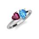 4 - Sasha Heart Shape Rhodolite Garnet & Pear Shape Blue Topaz 2 Stone Duo Ring 