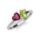 4 - Sasha Heart Shape Rhodolite Garnet & Pear Shape Peridot 2 Stone Duo Ring 