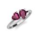 4 - Sasha Heart & Pear Shape Rhodolite Garnet 2 Stone Duo Ring 