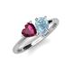 4 - Sasha Heart Shape Rhodolite Garnet & Pear Shape Aquamarine 2 Stone Duo Ring 