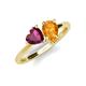4 - Sasha Heart Shape Rhodolite Garnet & Pear Shape Citrine 2 Stone Duo Ring 