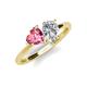 4 - Sasha GIA Certified Pear Shape Diamond & Heart Shape Pink Tourmaline 2 Stone Duo Ring 