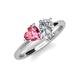 4 - Sasha IGI Certified Pear Shape Lab Grown Diamond & Heart Shape Pink Tourmaline 2 Stone Duo Ring 