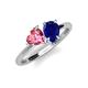 4 - Sasha Heart Shape Pink Tourmaline & Pear Shape Lab Created Blue Sapphire 2 Stone Duo Ring 