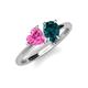 4 - Sasha Heart Shape Lab Created Pink Sapphire & Pear Shape London Blue Topaz 2 Stone Duo Ring 