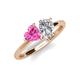4 - Sasha GIA Certified Pear Shape Diamond & Heart Shape Lab Created Pink Sapphire 2 Stone Duo Ring 