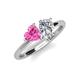 4 - Sasha Heart Shape Lab Created Pink Sapphire & Pear Shape Forever One Moissanite 2 Stone Duo Ring 