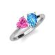 4 - Sasha Heart Shape Lab Created Pink Sapphire & Pear Shape Blue Topaz 2 Stone Duo Ring 