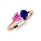 4 - Sasha Heart & Pear Shape Created Pink Sapphire & Created Blue Sapphire 2 Stone Duo Ring 