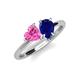 4 - Sasha Heart & Pear Shape Created Pink Sapphire & Created Blue Sapphire 2 Stone Duo Ring 