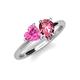 4 - Sasha Heart Shape Lab Created Pink Sapphire & Pear Shape Pink Tourmaline 2 Stone Duo Ring 