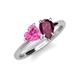 4 - Sasha Heart Shape Lab Created Pink Sapphire & Pear Shape Rhodolite Garnet 2 Stone Duo Ring 