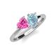 4 - Sasha Heart Shape Lab Created Pink Sapphire & Pear Shape Aquamarine 2 Stone Duo Ring 