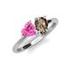 4 - Sasha Heart Shape Lab Created Pink Sapphire & Pear Shape Smoky Quartz 2 Stone Duo Ring 