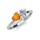 4 - Sasha GIA Certified Pear Shape Diamond & Heart Shape Citrine 2 Stone Duo Ring 