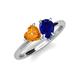 4 - Sasha Heart Shape Citrine & Pear Shape Lab Created Blue Sapphire 2 Stone Duo Ring 