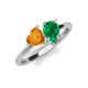 4 - Sasha Heart Shape Citrine & Pear Shape Lab Created Emerald 2 Stone Duo Ring 