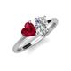4 - Sasha GIA Certified Pear Shape Diamond & Heart Shape Lab Created Ruby 2 Stone Duo Ring 