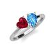 4 - Sasha Heart Shape Lab Created Ruby & Pear Shape Blue Topaz 2 Stone Duo Ring 