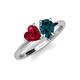 4 - Sasha Heart Shape Lab Created Ruby & Pear Shape London Blue Topaz 2 Stone Duo Ring 
