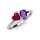 4 - Sasha Heart Shape Lab Created Ruby & Pear Shape Amethyst 2 Stone Duo Ring 