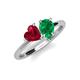 4 - Sasha Heart & Pear Shape Created Ruby & Created Emerald 2 Stone Duo Ring 