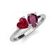 4 - Sasha Heart Shape Lab Created Ruby & Pear Shape Rhodolite Garnet 2 Stone Duo Ring 