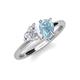 4 - Sasha Heart Shape Lab Created White Sapphire & Pear Shape Aquamarine 2 Stone Duo Ring 