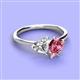 3 - Sasha IGI Certified Heart Shape Lab Grown Diamond & Pear Shape Pink Tourmaline Stone Duo Ring 