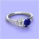 3 - Sasha IGI Certified Heart Shape Lab Grown Diamond & Pear Shape Lab Created Blue Sapphire 2 Stone Duo Ring 