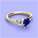 3 - Sasha Heart Shape Forever Brilliant Moissanite & Pear Shape Lab Created Blue Sapphire 2 Stone Duo Ring 