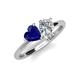 4 - Sasha GIA Certified Pear Shape Diamond & Heart Shape Lab Created Blue Sapphire 2 Stone Duo Ring 