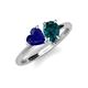 4 - Sasha Heart Shape Lab Created Blue Sapphire & Pear Shape London Blue Topaz 2 Stone Duo Ring 