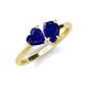 4 - Sasha Heart & Pear Shape Lab Created Blue Sapphire 2 Stone Duo Ring 