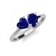4 - Sasha Heart & Pear Shape Lab Created Blue Sapphire 2 Stone Duo Ring 