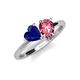 4 - Sasha Heart Shape Lab Created Blue Sapphire & Pear Shape Pink Tourmaline 2 Stone Duo Ring 