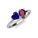4 - Sasha Heart Shape Lab Created Blue Sapphire & Pear Shape Rhodolite Garnet 2 Stone Duo Ring 