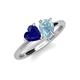 4 - Sasha Heart Shape Lab Created Blue Sapphire & Pear Shape Aquamarine 2 Stone Duo Ring 