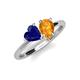 4 - Sasha Heart Shape Lab Created Blue Sapphire & Pear Shape Citrine 2 Stone Duo Ring 
