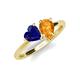 4 - Sasha Heart Shape Lab Created Blue Sapphire & Pear Shape Citrine 2 Stone Duo Ring 