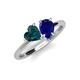 4 - Sasha Heart Shape London Blue Topaz & Pear Shape Lab Created Blue Sapphire 2 Stone Duo Ring 
