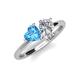 4 - Sasha GIA Certified Pear Shape Diamond & Heart Shape Blue Topaz 2 Stone Duo Ring 