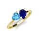 4 - Sasha Heart Shape Blue Topaz & Pear Shape Lab Created Blue Sapphire 2 Stone Duo Ring 