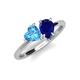 4 - Sasha Heart Shape Blue Topaz & Pear Shape Lab Created Blue Sapphire 2 Stone Duo Ring 
