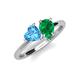 4 - Sasha Heart Shape Blue Topaz & Pear Shape Lab Created Emerald 2 Stone Duo Ring 
