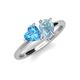 4 - Sasha Heart Shape Blue Topaz & Pear Shape Aquamarine 2 Stone Duo Ring 