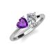 4 - Sasha GIA Certified Pear Shape Diamond & Heart Shape Amethyst 2 Stone Duo Ring 